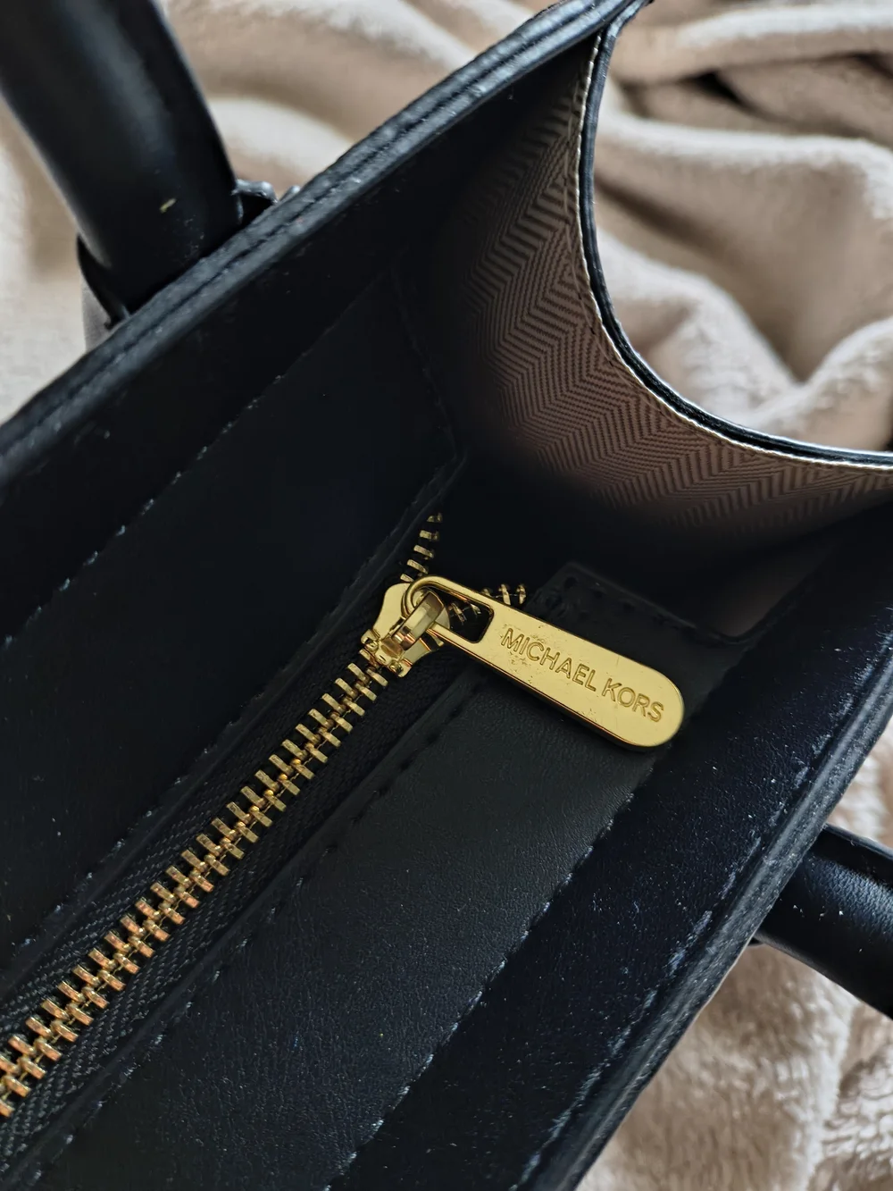 Michael Kors Black Embossed Logo Leather Tote with Zip Wallet
